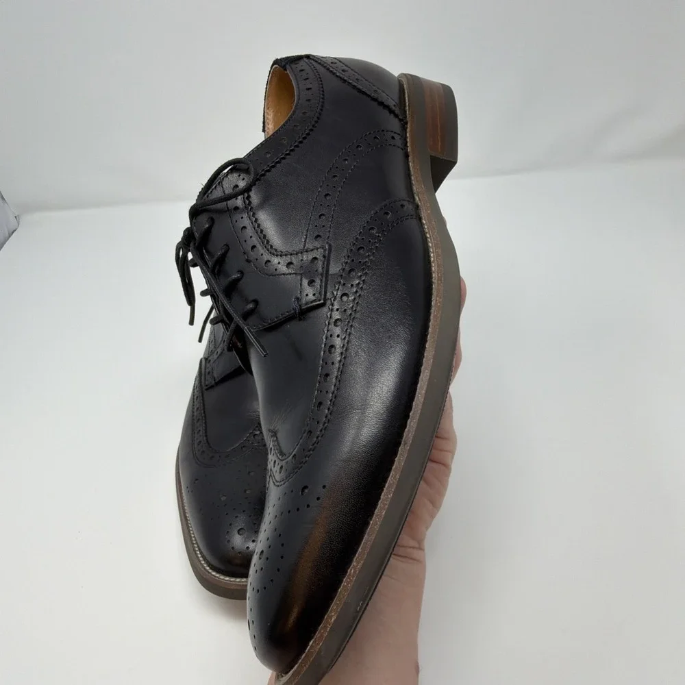 Florsheim Midtown Size 9.5 M Wingtip Oxford Men's Black Leather Shoes Comfortech